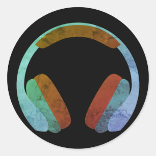 Sticker Rond Écouteurs Emoji
