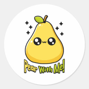 Sticker Rond Écoutez Avec Moi ! Jeu de poire mignon