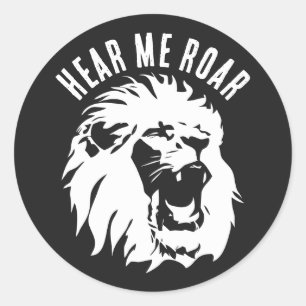 Sticker Rond Écoutez-moi le visage du lion rugissant