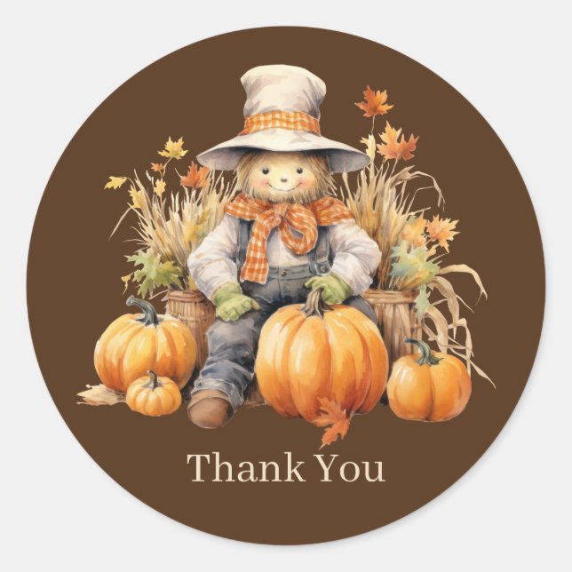 Sticker Rond Écran de saison d'automne mignon ajouter le citrou (Devant)