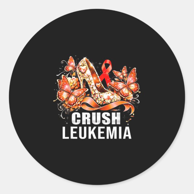 Sticker Rond Écraser la leucémie cancer talons hauts fleur papi (Devant)
