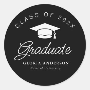 Sticker Rond écriture blanche graduation noire