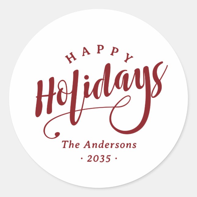 Sticker Rond Écriture calligraphique pour joyeuses fêtes simple (Devant)