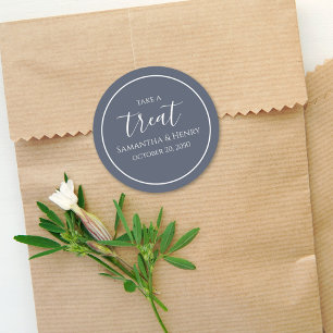 Sticker Rond Écriture Calligraphique Simple Mariage Gris