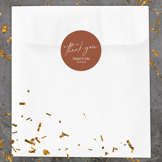 Sticker Rond Écriture contemporaine en terre cuite Merci (Créateur téléchargé)