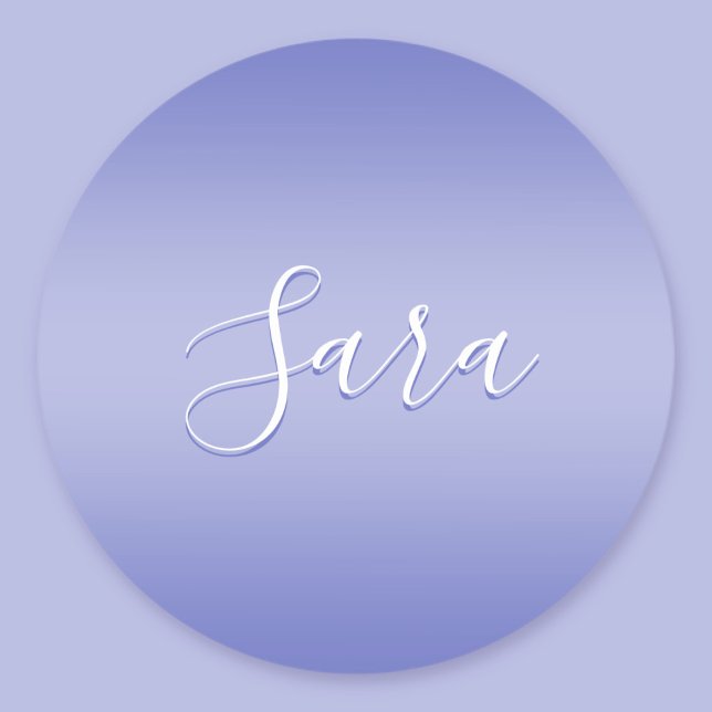 Sticker Rond Écriture cursive éditable | Violet blanc et violet (Créateur téléchargé)