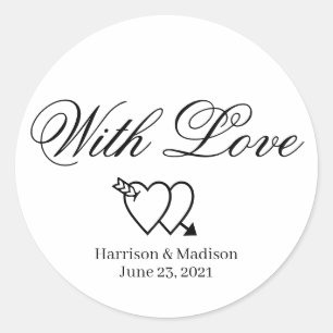 Sticker Rond Écriture de coeur Mariage cadeau de faveur étiquet