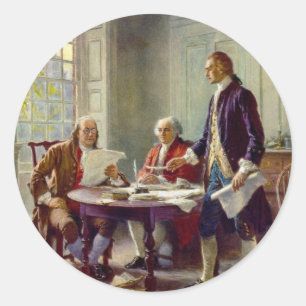 Sticker Rond Écriture de la Déclaration d'indépendance 1776