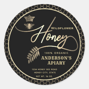 Sticker Rond Écriture de pot de miel moderne queen bee