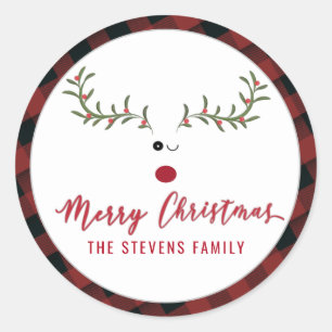 Sticker Rond Écriture de rennes saints et amusants