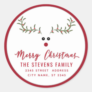 Sticker Rond Écriture de rennes saints et amusants