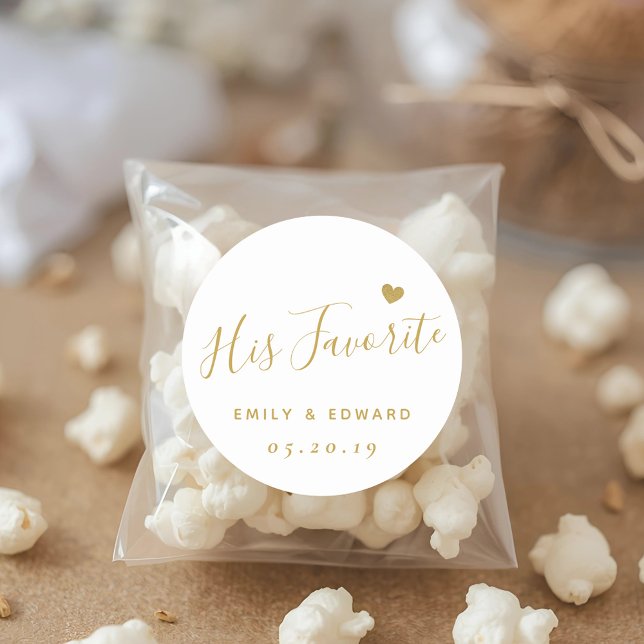 Sticker Rond Écriture dorée moderne son cadeau de mariage préfé (Créateur téléchargé)