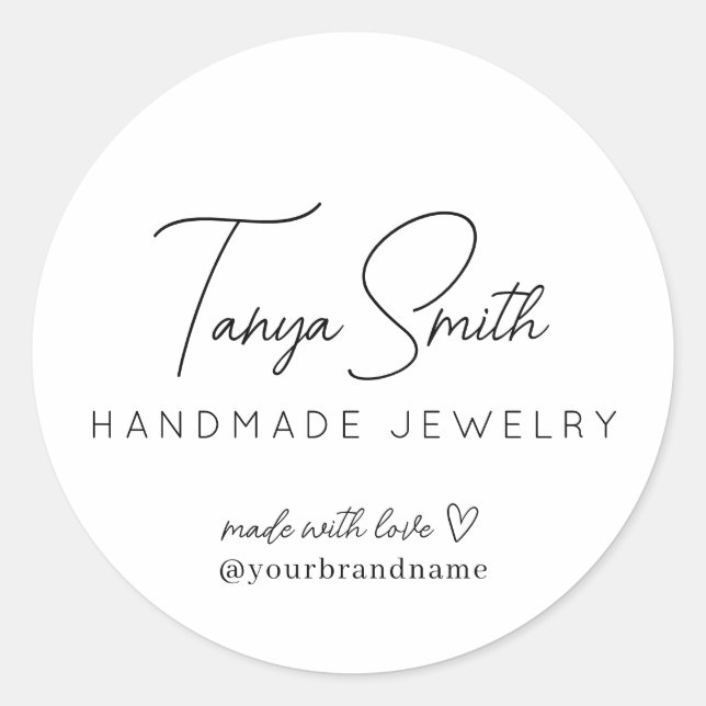 Sticker Rond Écriture Élégante Bijoux Cœur Amour Affaires (Devant)