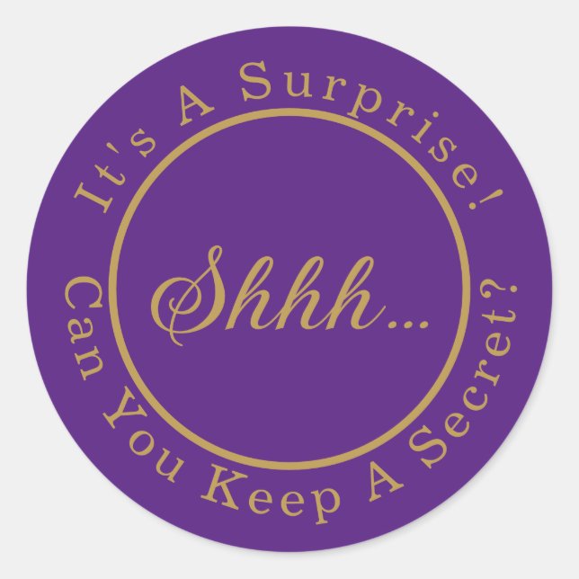 Sticker Rond Écriture Élégante Chut...C'est Une Soirée Surprise (Devant)
