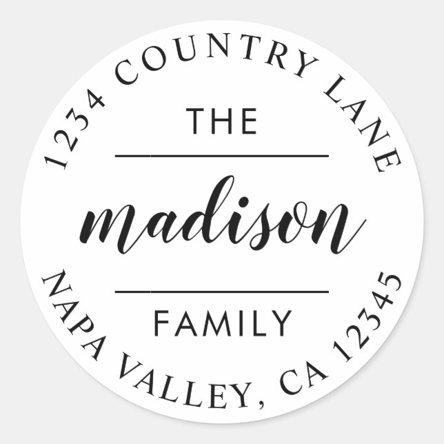 Sticker Rond Écriture en cercle | Créez votre propre adresse de (Devant)