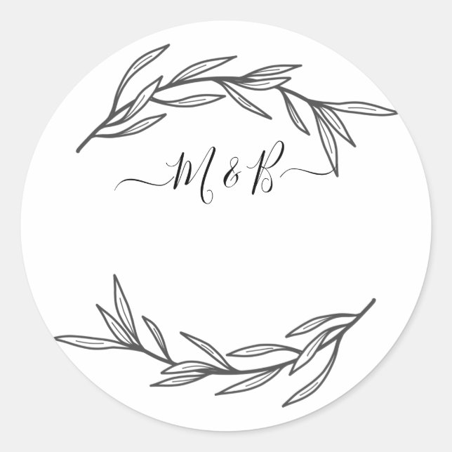 Sticker Rond Écriture feuille de laurier moderne (Devant)