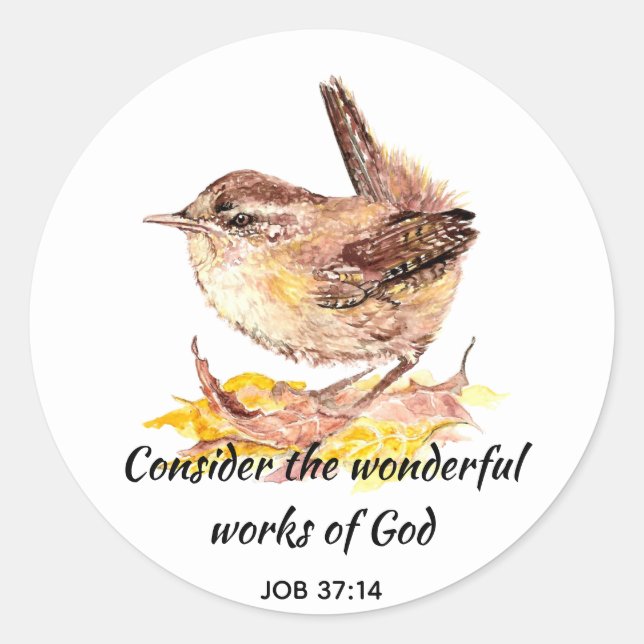 Sticker Rond Écriture Inspirante Citation Aquarelle Oiseau Art (Devant)