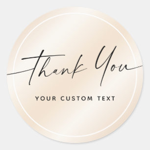 Sticker Rond Écriture manuscrite entreprise merci ivoire satin