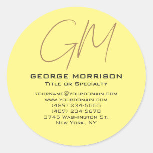 Sticker Rond Écriture manuscrite Monogrammes Initiales Professi