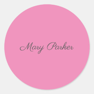 Sticker Rond Écriture manuscrite Nom professionnel simple rose