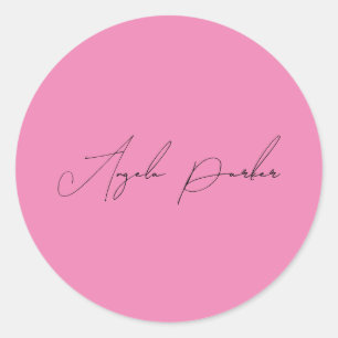 Sticker Rond Écriture manuscrite Nom professionnel simple rose