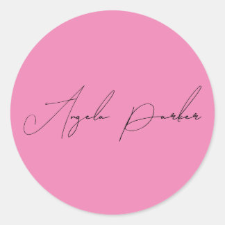 Sticker Rond Écriture manuscrite Nom professionnel simple rose