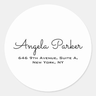Sticker Rond Écriture manuscrite simple blanc professionnel mod