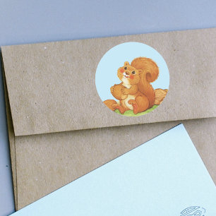 Sticker Rond Écrous adorables mignons d'écureuil