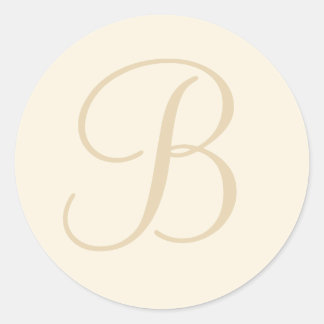 Sticker Rond Ecru & Crème Enveloppe Monogrammée Sceau / étiquet