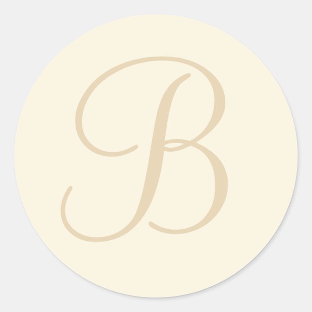 Sticker Rond Ecru & Crème Enveloppe Monogrammée Sceau / étiquet (Devant)