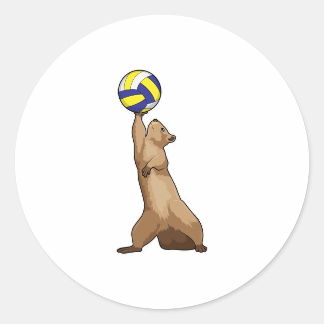 Sticker Rond Écureuil avec volleyball (Devant)