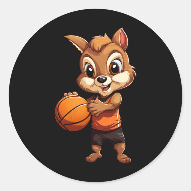 Sticker Rond Écureuil de basket (Devant)