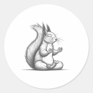 Sticker Rond Écureuil de méditation Spiritualité Yoga Bouddhist