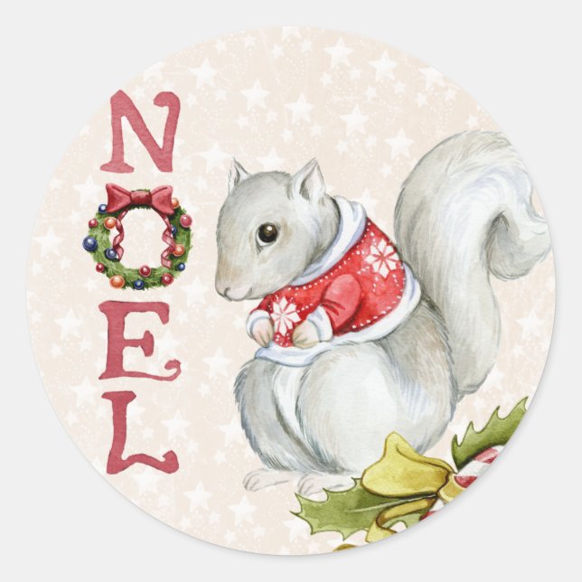 Sticker Rond Écureuil de Noël (Devant)