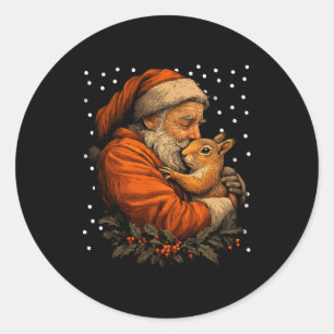 Sticker Rond Écureuil de Noël et forêt de Santa Claus Animal W