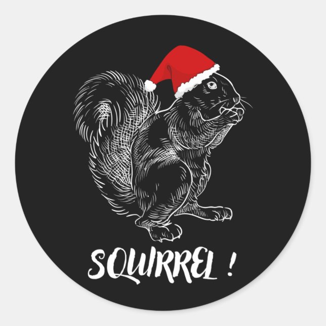 Sticker Rond Écureuil - Drôle Noël design T-shirt (Devant)