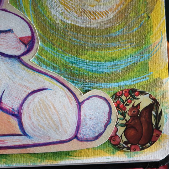 Sticker Rond Écureuil et écureuil rouge hivernal Holly (Créateur téléchargé)