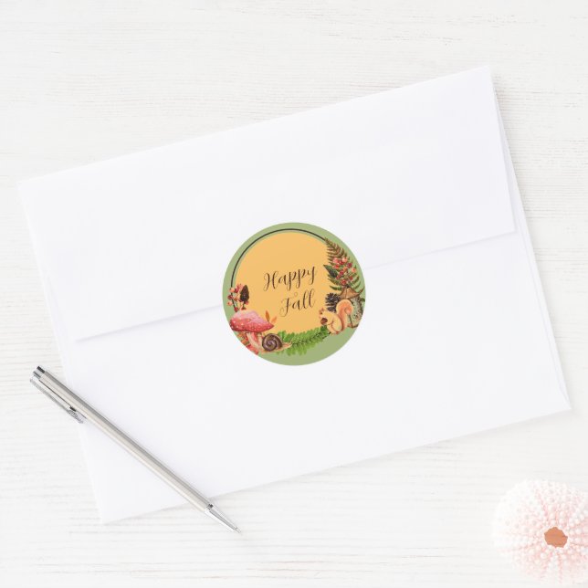 Sticker Rond Écureuil et nature avec texte personnalisable  (Enveloppe)