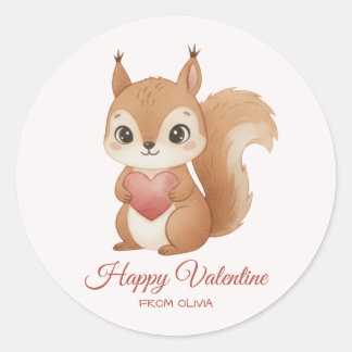 Sticker Rond Écureuil mignon avec la Saint-Valentin cœur