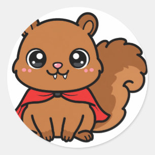 Sticker Rond Écureuil vampire mignon Halloween