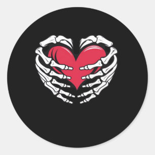 Sticker Rond Ed Heart Dans Les Mains Squelettiques Classique