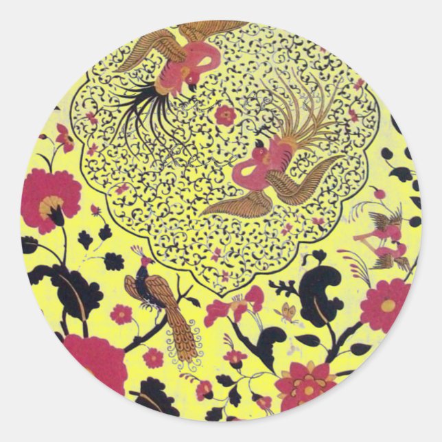 STICKER ROND EDEN/ INSÉPARABLES MARIAGES, PEACOCK ET ROSES ROSE (Devant)