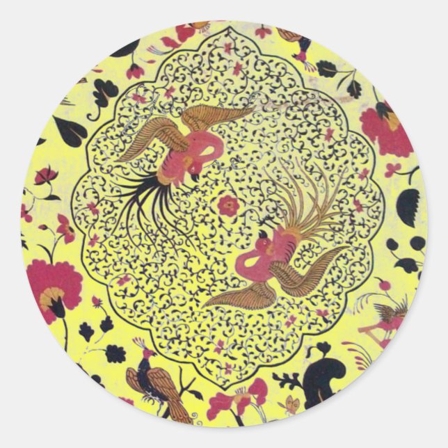 STICKER ROND EDEN/ INSÉPARABLES MARIAGES, PEACOCK ET ROSES ROSE (Devant)