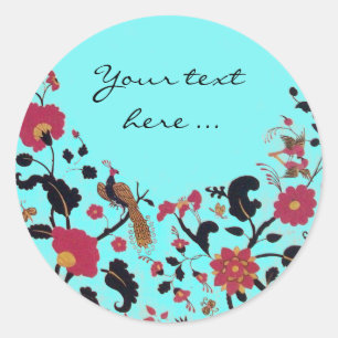 STICKER ROND EDEN/ INSÉPARABLES MARIAGES, PEACOCK, ROSES ROUGES