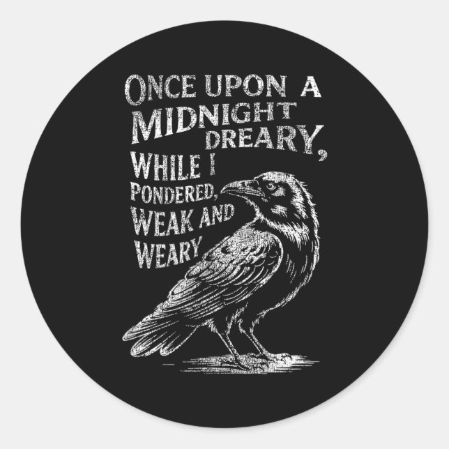 Sticker Rond Edgar Allan E Em The Raven Line Edgar Allan E Gift (Devant)