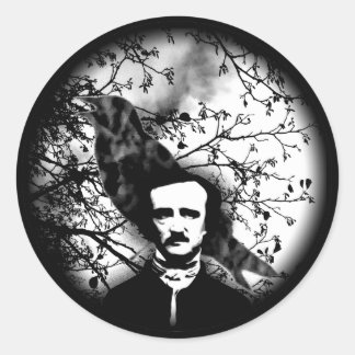 Sticker Rond Edgar Allan Poe 'Le Corbeau'