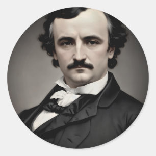Sticker Rond Edgar Allan Poe Portrait original