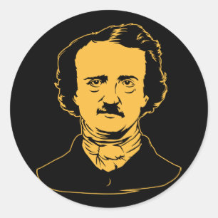 Sticker Rond Edgar Allen Poe Raven