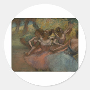 Sticker Rond Edgar Degas - 4 ballerines sur le danseur 1885-90