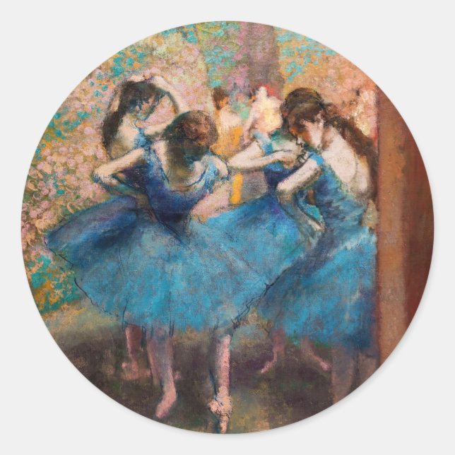 Sticker Rond Edgar Degas - Danseuses en bleu (Devant)